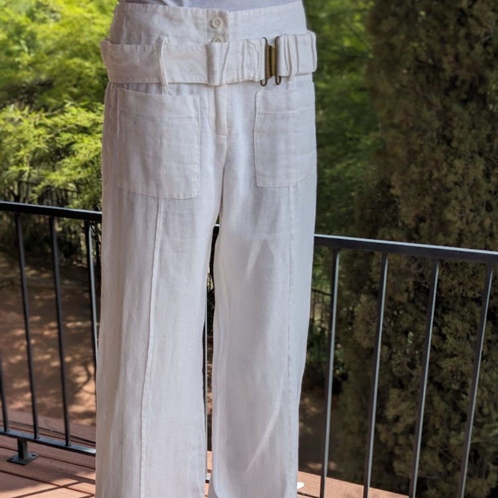 Linen Twelfth street by Cynthia Vincent wide leg paints with belt. size 6